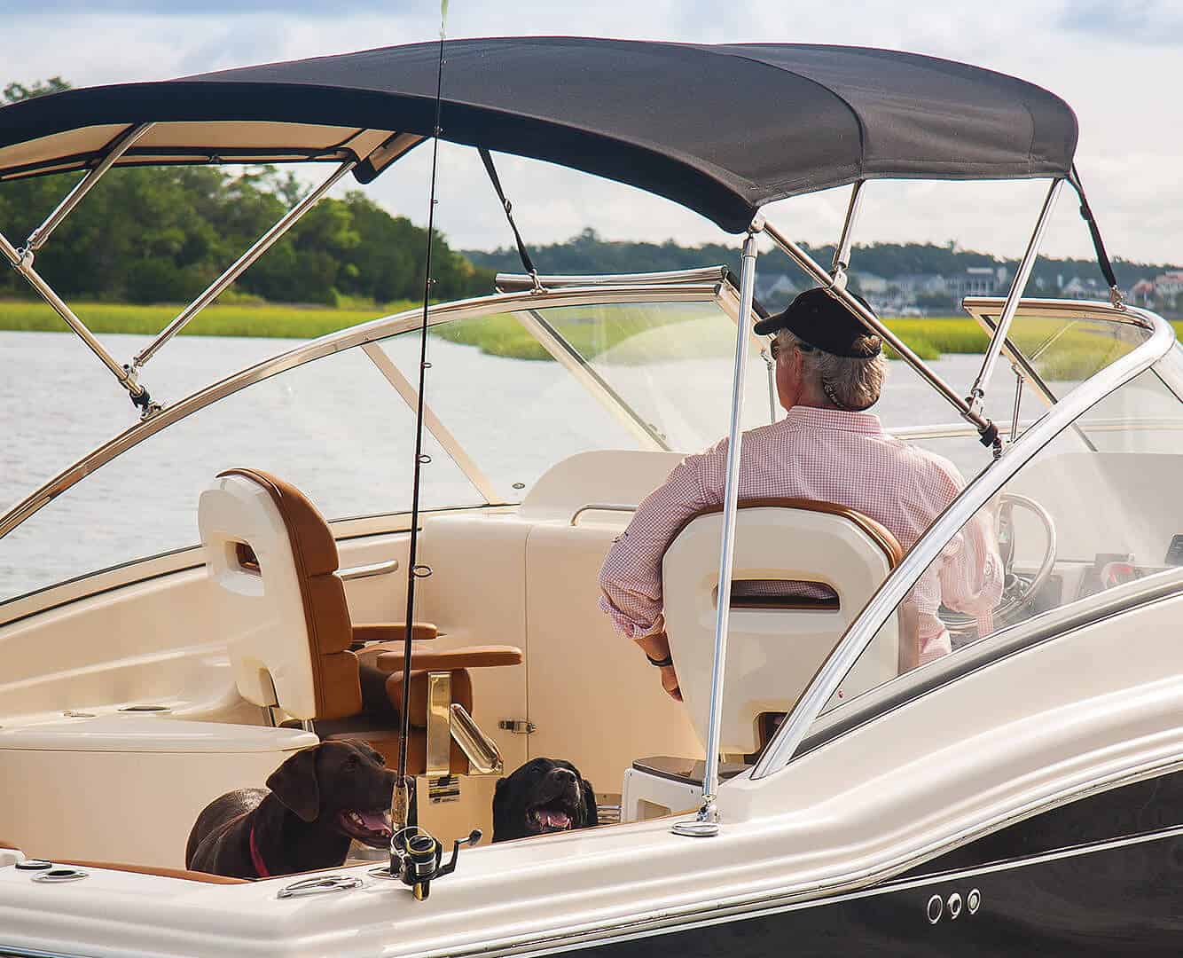 bimini black Sunbrella Supreme power boat